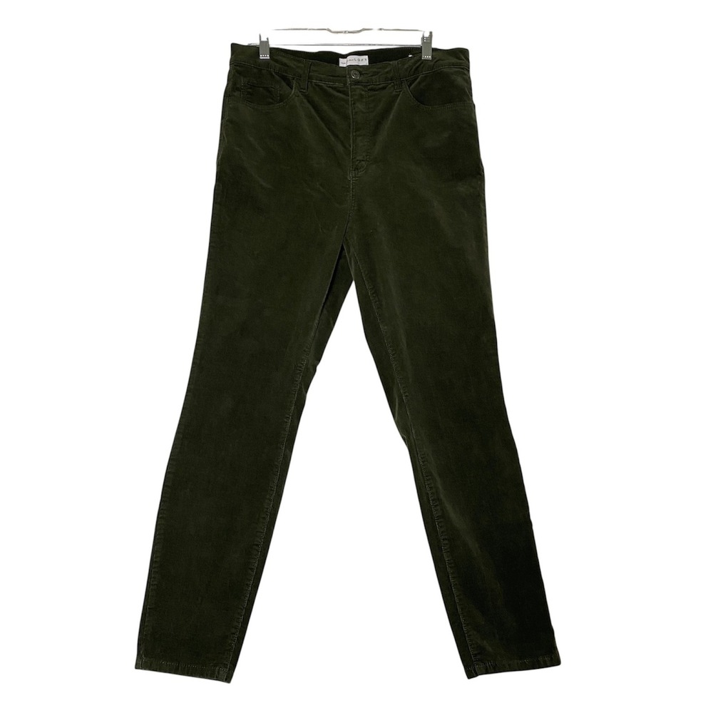 LOFT Made and Loved Corduroy Pants Women's Size 12x31 Olive Green High Rise